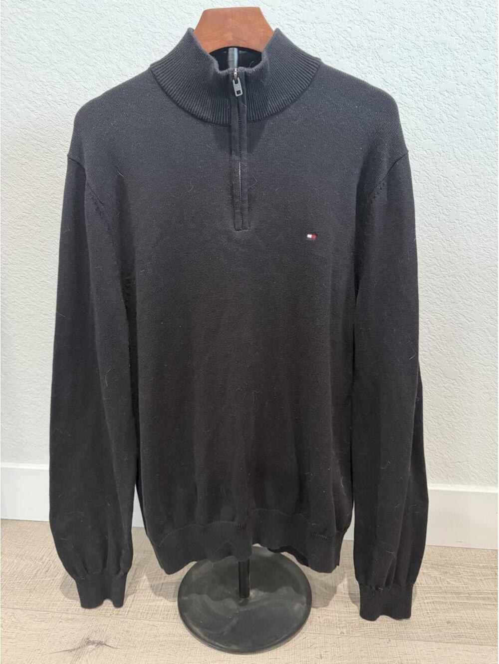 Tommy Hilfiger Men's Black Quarter Zip Sweater Size L